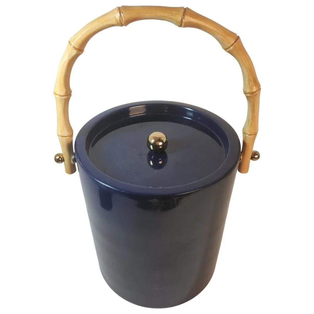 Mark and Graham Bamboo Enamel Ice Bucket Vinyl Monogram 